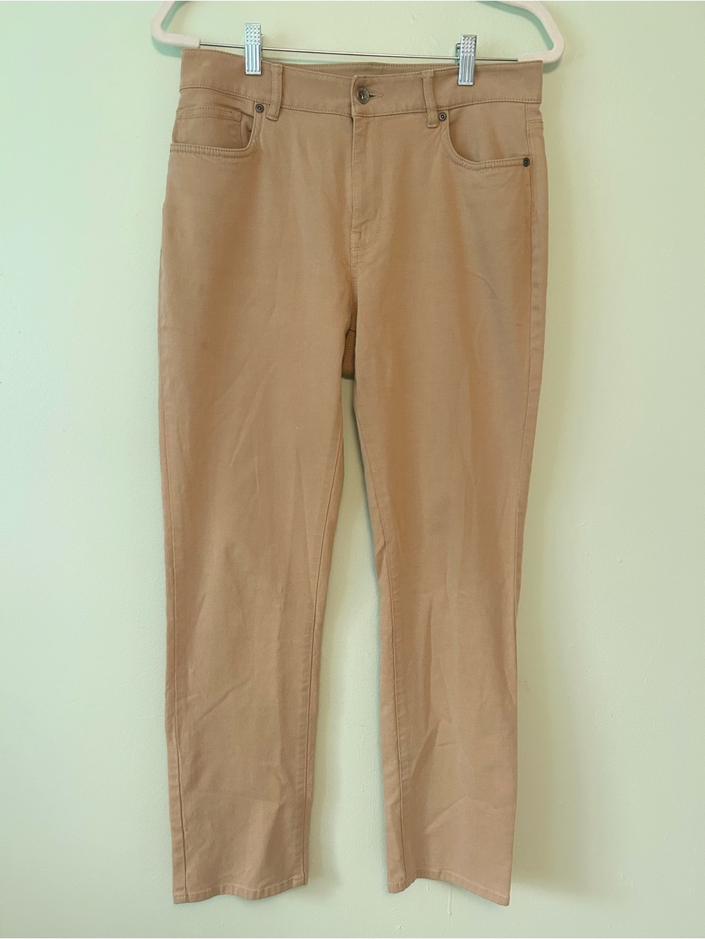 L.L. Bean True Shape Jeans Tan Camel Classic Fit Straight Leg Cotton Blend Sz 10